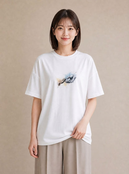 デザインTシャツ レディース 肉球 猫 ねこ イラスト 普段使い 在宅 公園 白T YMAZO