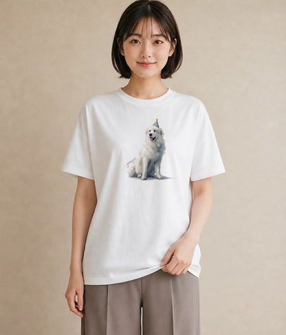 デザインTシャツ レディース 黒柴 犬 いぬ イラスト 淡色 レイヤード 友達ギフト 白T YMAZO