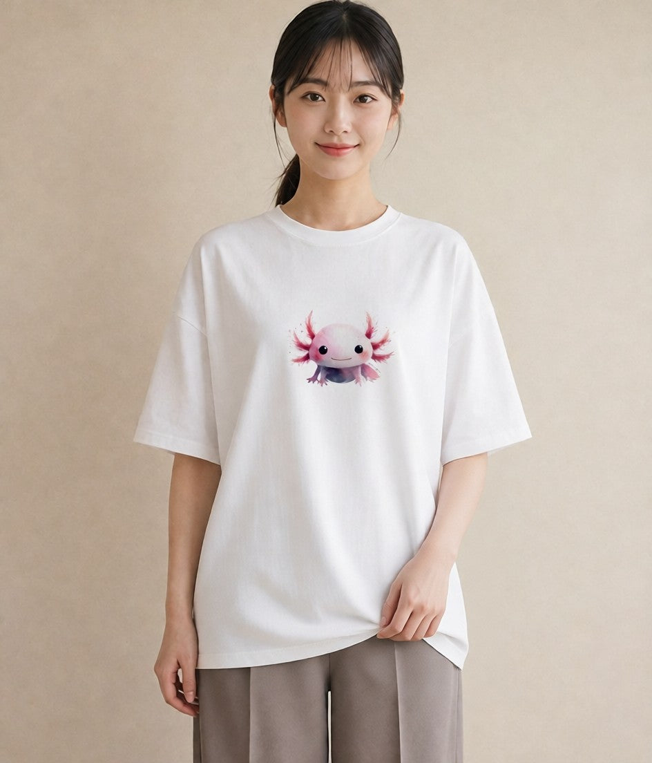 半袖Tシャツ レディース イカ 海の生き物 海 イラスト モード ビーチ デイリーウェア 白T YMAZO