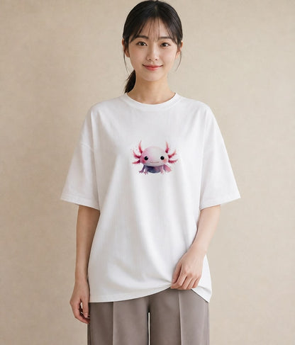 半袖Tシャツ レディース イカ 海の生き物 海 イラスト モード ビーチ デイリーウェア 白T YMAZO