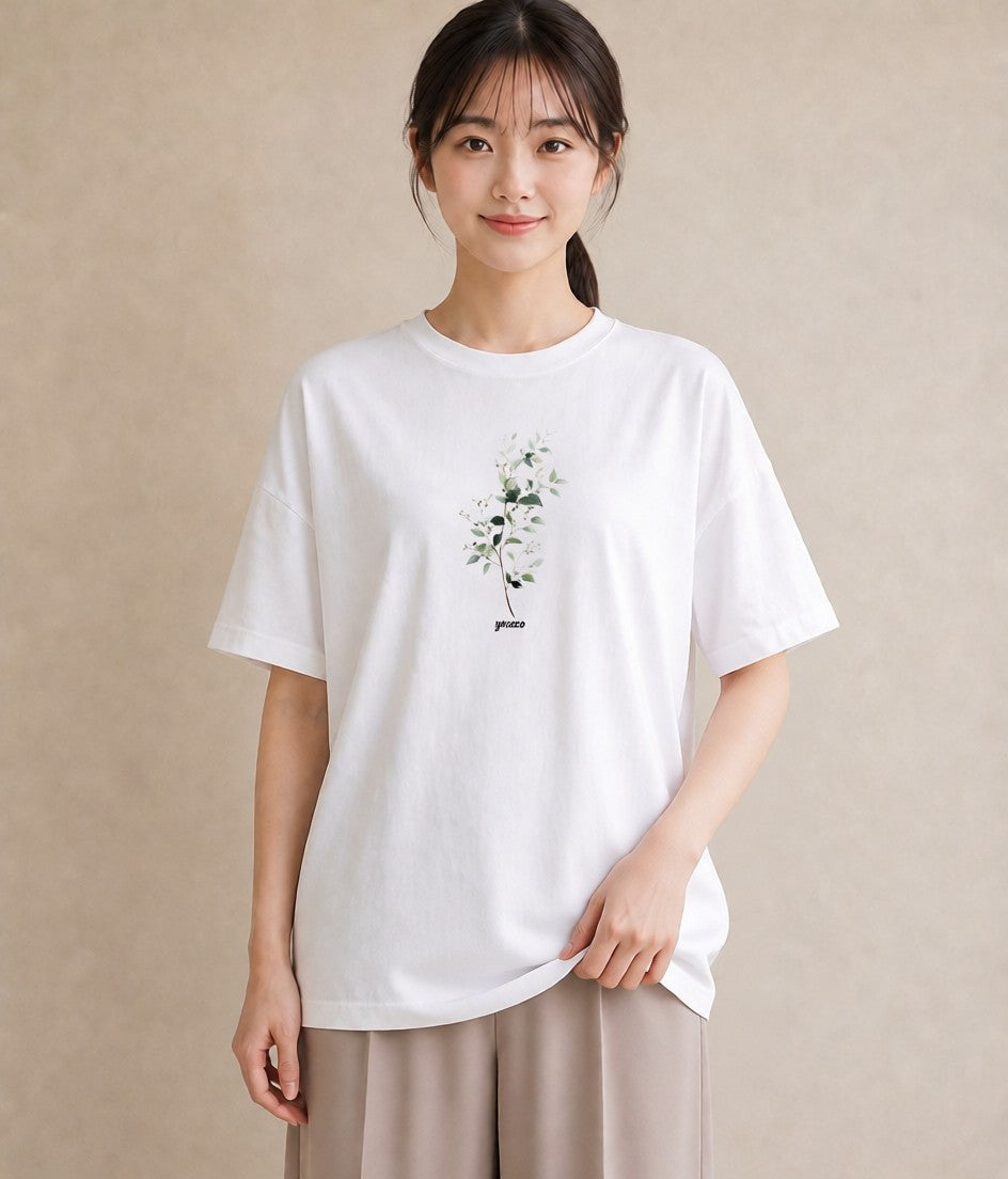 グラフィックTシャツ レディース 夕暮れ バルコニー 夕焼け ナチュラル アンティーク イラスト レトロ ラフ レイヤード 白T YMAZO