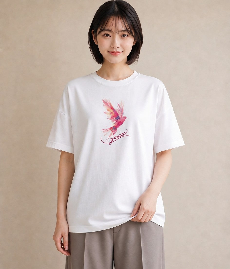 Tシャツ レディース コザクラインコ ペット 動物 イラスト ヴィンテージ風 母娘コーデ 自分用 白T YMAZO