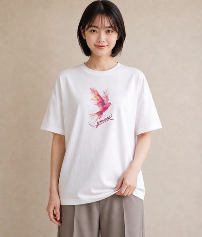 Tシャツ レディース コザクラインコ ペット 動物 イラスト ヴィンテージ風 母娘コーデ 自分用 白T YMAZO