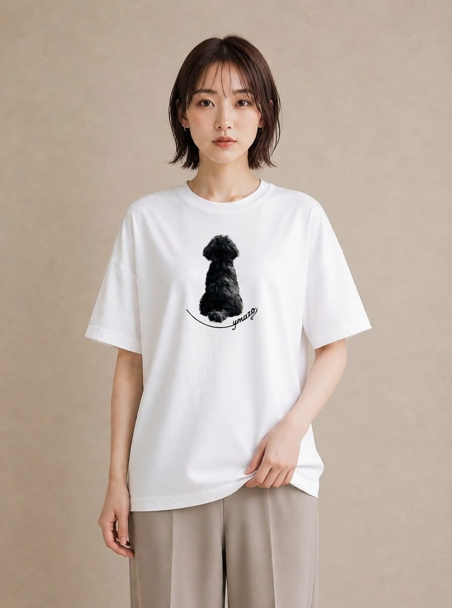 半袖Tシャツ レディース トイプードル プードル 犬 いぬ イラスト 週末コーデ 敬老の日 白T YMAZO