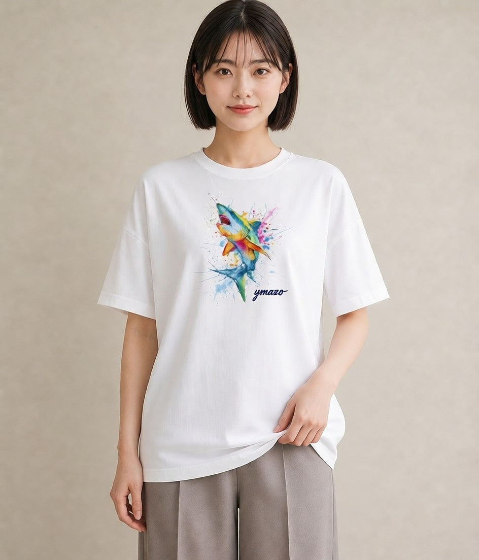 グラフィックTシャツ レディース グッピー ペット 動物 イラスト 普段使い ラフ レイヤード 白T YMAZO