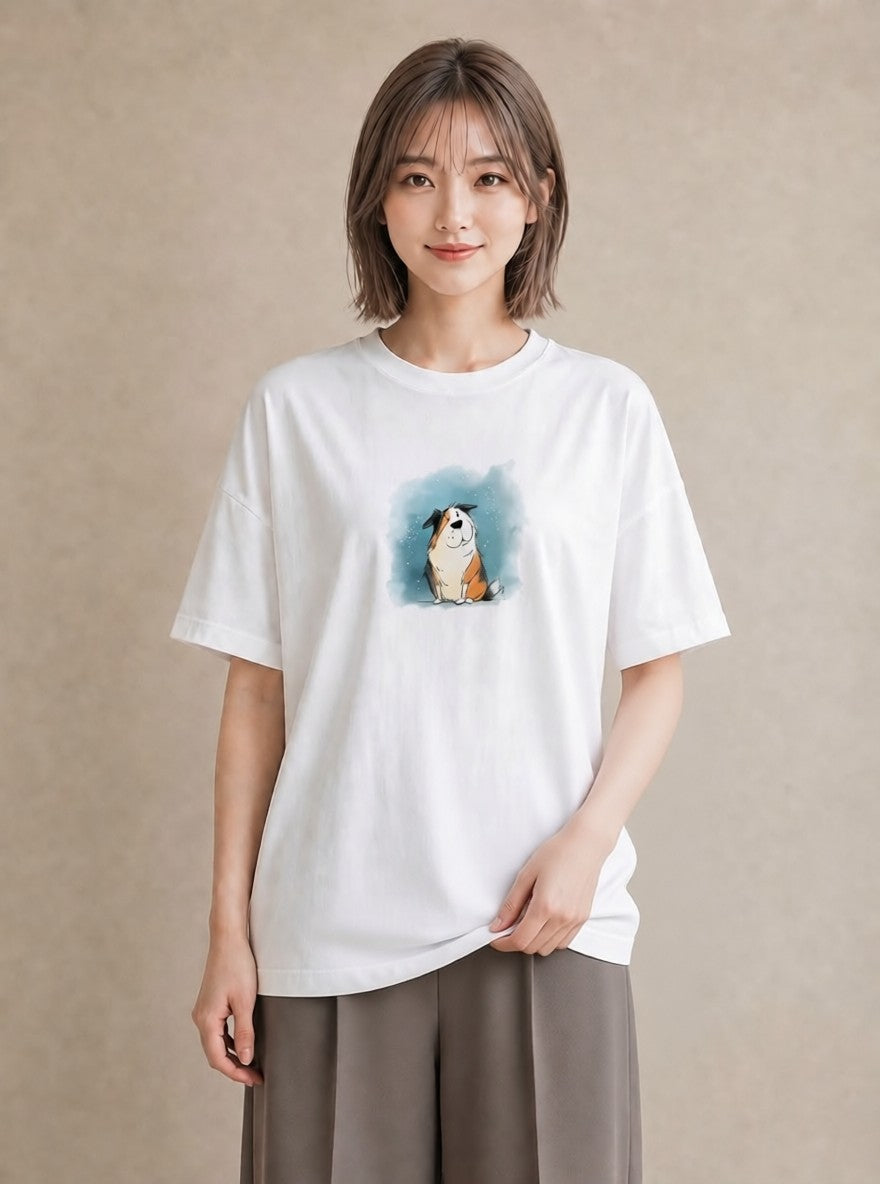 プリントTシャツ レディース 犬好き 犬 いぬ イラスト 可愛い デイリーウェア 休日 白T YMAZO