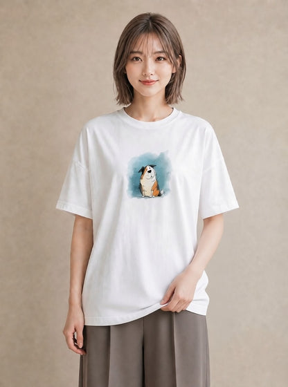プリントTシャツ レディース 犬好き 犬 いぬ イラスト 可愛い デイリーウェア 休日 白T YMAZO