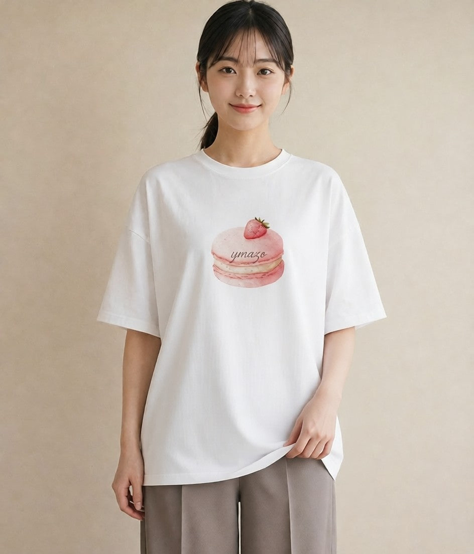 半袖Tシャツ レディース キャンディ 食べ物 フード イラスト お揃い 親子 白T YMAZO