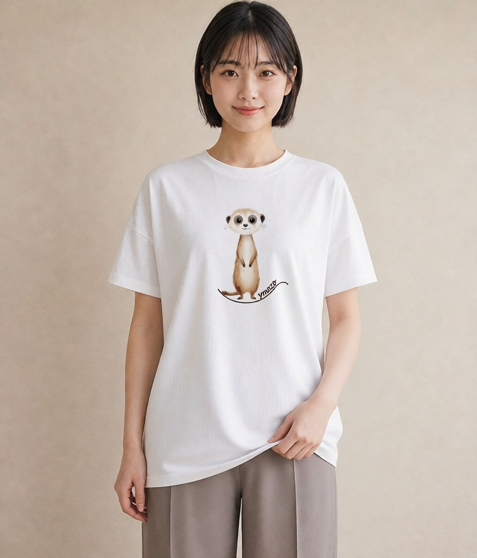 グラフィックTシャツ レディース コツメカワウソ 動物 アニマル イラスト モード 普段着 週末コーデ 白T YMAZO