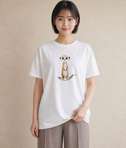 グラフィックTシャツ レディース コツメカワウソ 動物 アニマル イラスト モード 普段着 週末コーデ 白T YMAZO