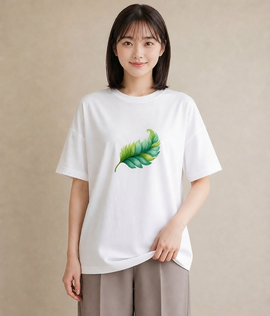 プリントTシャツ レディース 葉っぱ 植物 ボタニカル イラスト お洒落 お出かけ 普段着 白T YMAZO