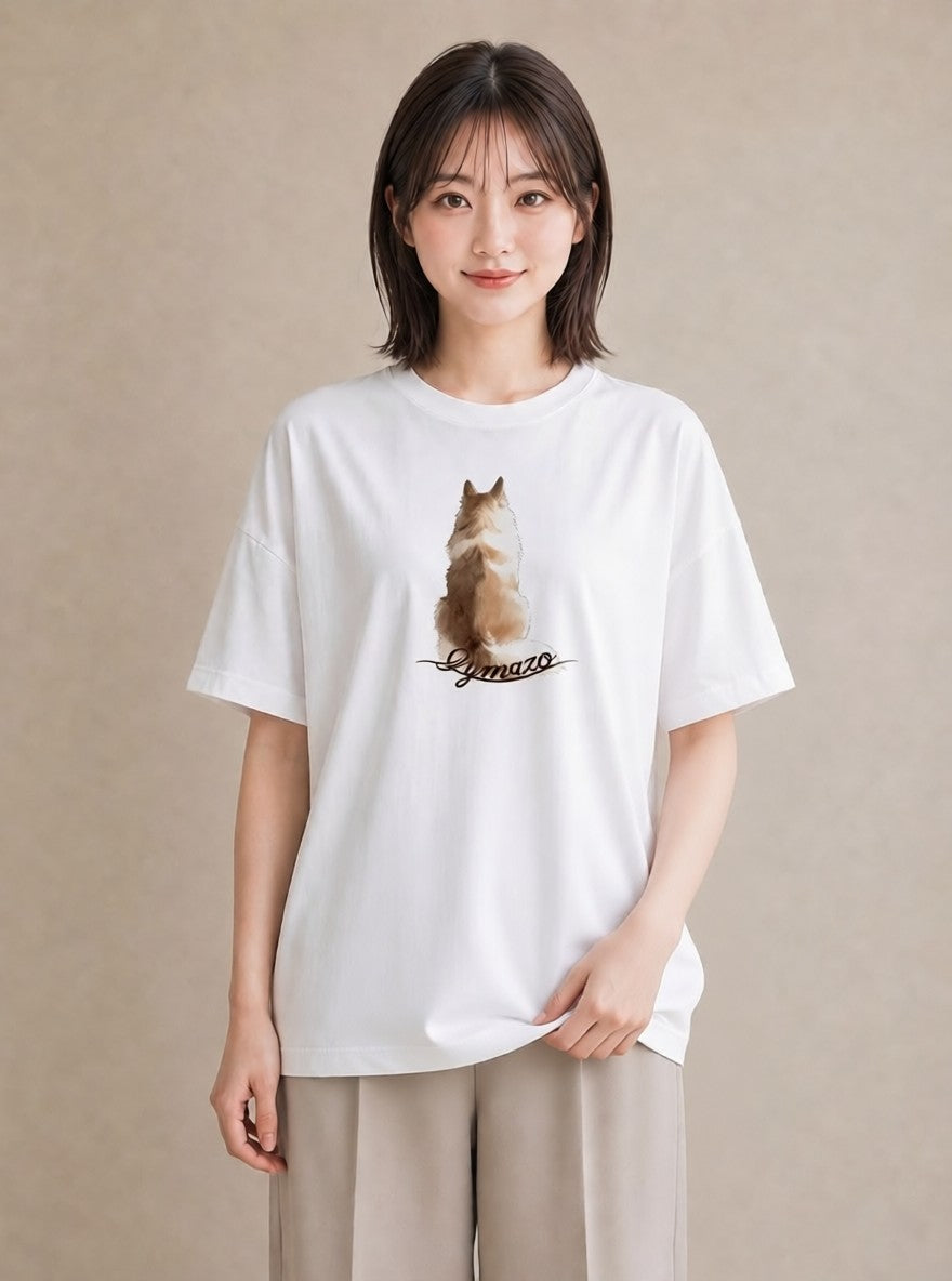 グラフィックTシャツ レディース キジトラ 猫 ねこ イラスト シンプル 部屋着 女性向けギフト 白T YMAZO