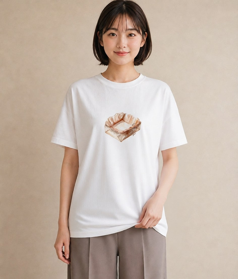 プリントTシャツ レディース 食パン 食べ物 フード イラスト ラフ ペアコーデ 秋コーデ 白T YMAZO