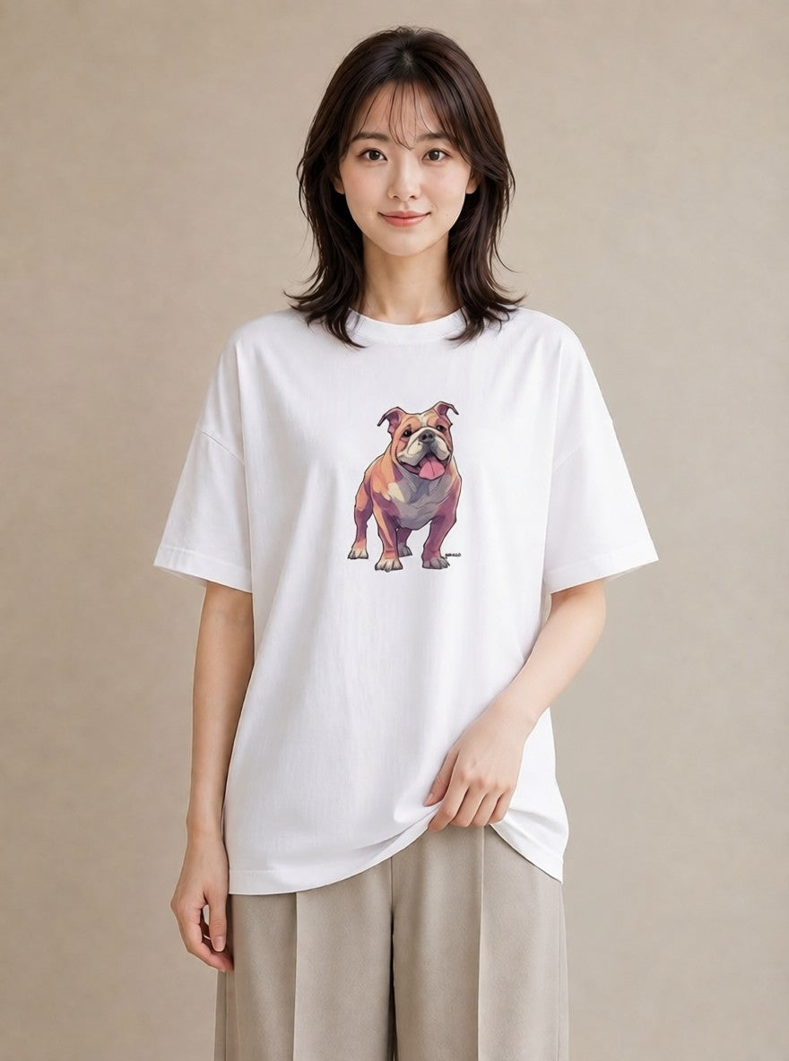 半袖Tシャツ レディース 老犬 犬 いぬ イラスト 母の日 ビーチ 白T YMAZO