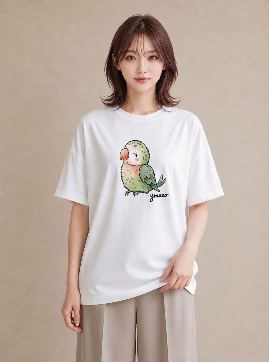 Tシャツ レディース 白文鳥 ペット 動物 イラスト ゆるかわ 女子会 お揃い 白T YMAZO