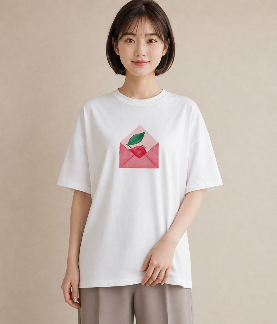 Tシャツ レディース 封蝋 手紙 アンティーク ナチュラル イラスト お洒落 カフェ巡り 女子会 白T YMAZO
