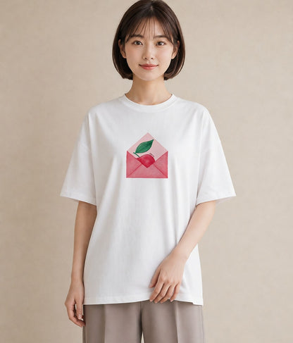 Tシャツ レディース 封蝋 手紙 アンティーク ナチュラル イラスト お洒落 カフェ巡り 女子会 白T YMAZO