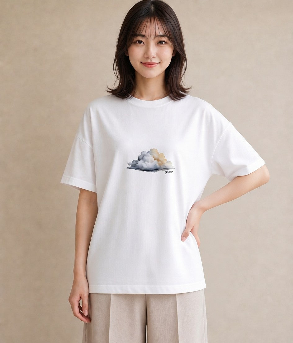 グラフィックTシャツ レディース 雲 星空 宇宙 イラスト ミニマル お出かけ 普段着 白T YMAZO