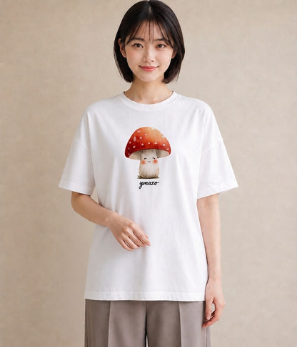 グラフィックTシャツ レディース きのこ 植物 ボタニカル イラスト ニュアンス 帰省 ラフ 白T YMAZO