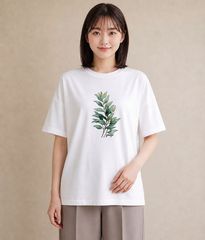 プリントTシャツ レディース つる 植物 ボタニカル イラスト フェミニン ギフト 母の日 白T YMAZO