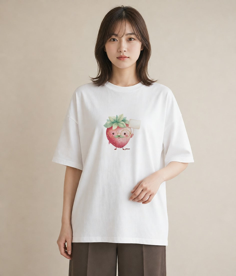 プリントTシャツ レディース ショートケーキ 食べ物 フード イラスト ラフ 在宅 公園 白T YMAZO