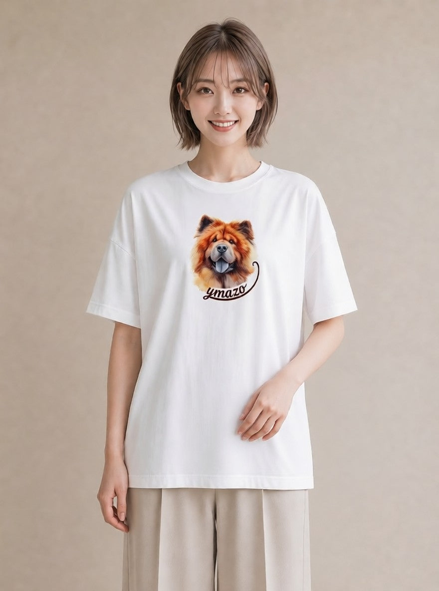 半袖Tシャツ レディース 柴犬 しばいぬ 犬 いぬ イラスト ミニマル 通勤 在宅 白T YMAZO