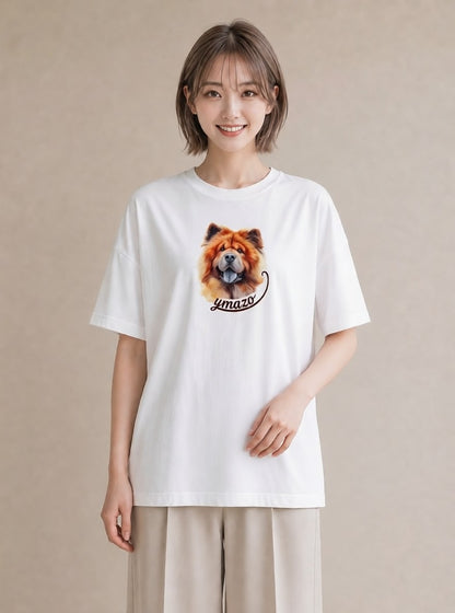 半袖Tシャツ レディース 柴犬 しばいぬ 犬 いぬ イラスト ミニマル 通勤 在宅 白T YMAZO