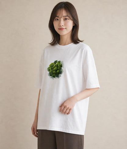 デザインTシャツ レディース 森 植物 ボタニカル イラスト きれいめカジュアル ビーチ デイリーウェア 白T YMAZO
