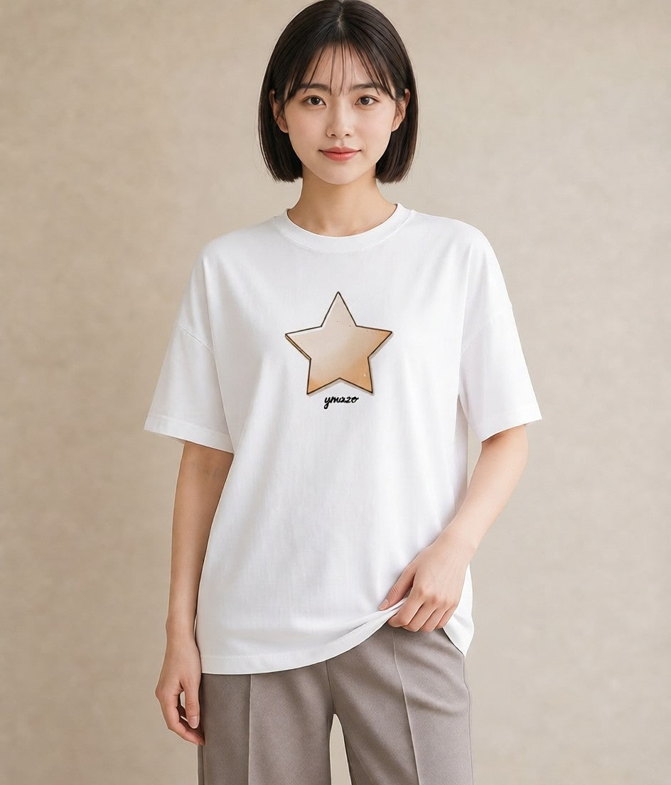 プリントTシャツ レディース 星 星空 宇宙 イラスト こなれ感 ルームウェア ギフト 白T YMAZO