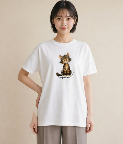 グラフィックTシャツ レディース 猫 ねこ イラスト 北欧風 母娘コーデ 自分用 白T YMAZO