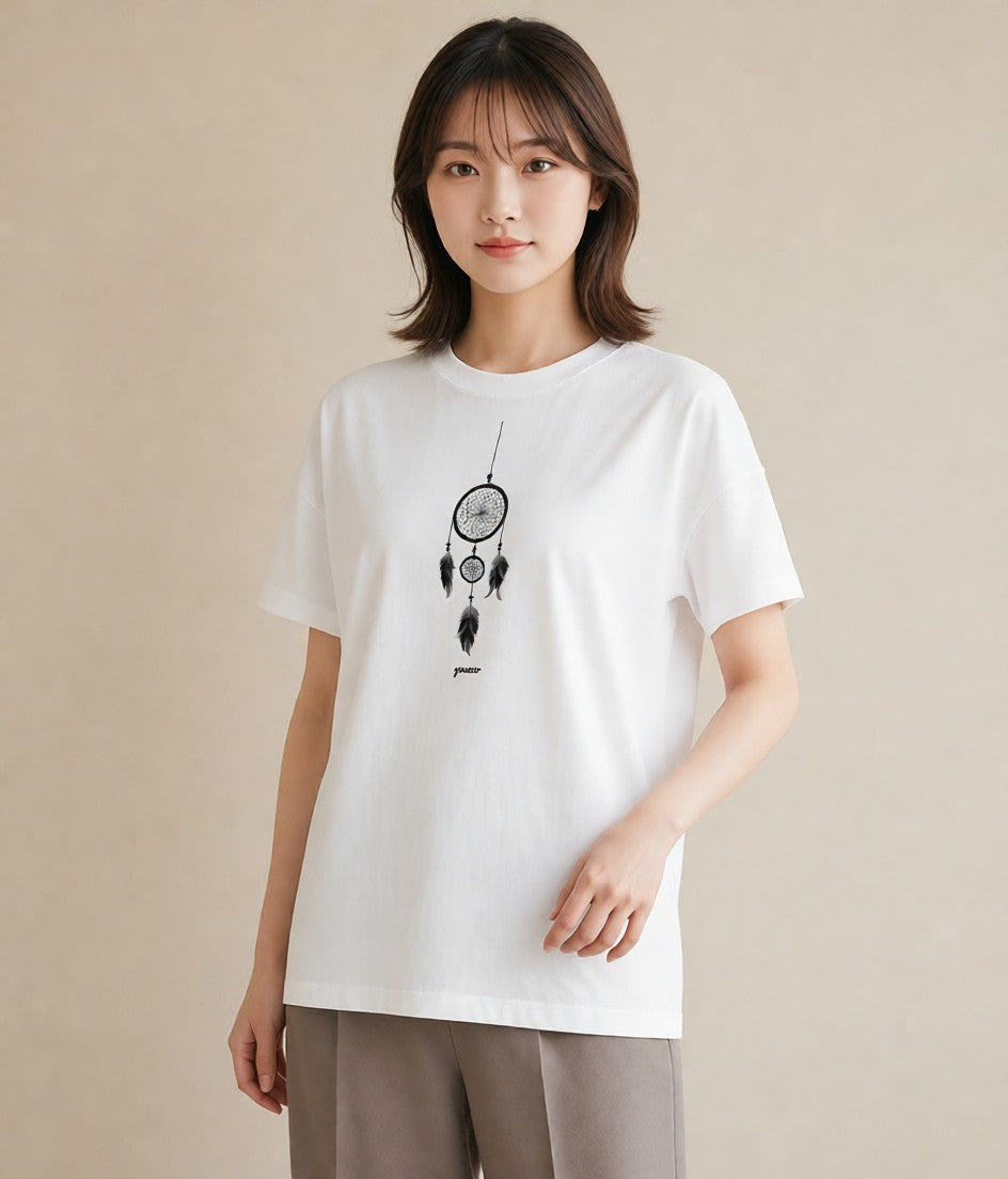 プリントTシャツ レディース 風鈴 ガラス 夏 ナチュラル アンティーク イラスト 可愛い 誕生日プレゼント 綿100 白T YMAZO