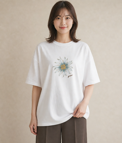 Tシャツ レディース デイジー 花 花柄 イラスト ラフカジュアル ギフト 母の日 白T YMAZO