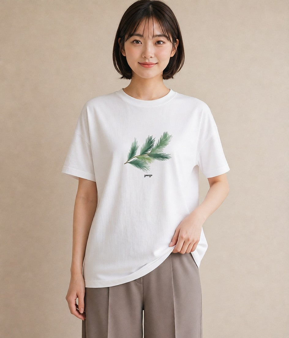 デザインTシャツ レディース 苔 植物 ボタニカル イラスト 旅行コーデ 春コーデ 姉妹 白T YMAZO