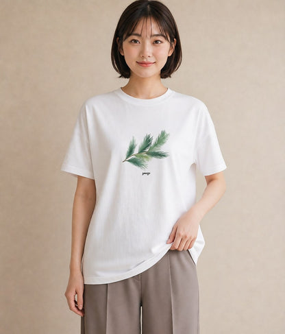 デザインTシャツ レディース 苔 植物 ボタニカル イラスト 旅行コーデ 春コーデ 姉妹 白T YMAZO