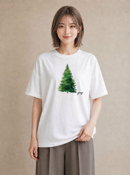 デザインTシャツ レディース 森 植物 ボタニカル イラスト 淡色 母娘コーデ 自分用 白T YMAZO