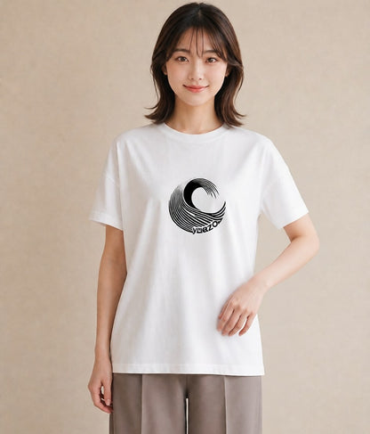 プリントTシャツ レディース 海 リゾート 夏 イラスト きれいめカジュアル ペアコーデ 秋コーデ 白T YMAZO