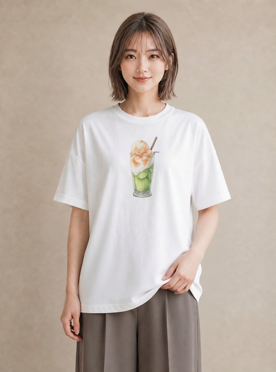 グラフィックTシャツ レディース クリームソーダ 食べ物 フード イラスト ヴィンテージ風 クリスマス 旅行 白T YMAZO