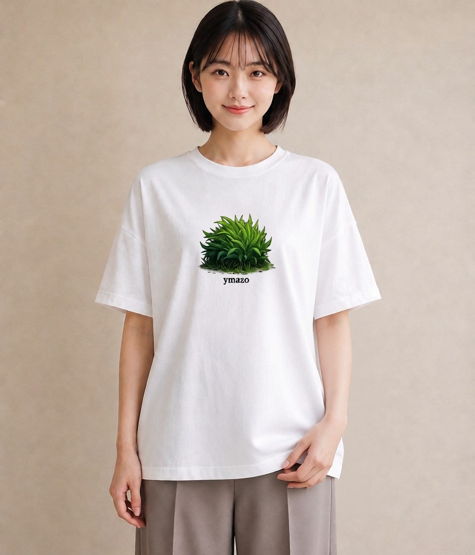 デザインTシャツ レディース 芝生 植物 ボタニカル イラスト 手描き風 秋コーデ おしゃれギフト 白T YMAZO