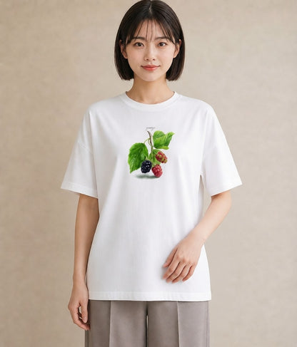 Tシャツ レディース 木の実 植物 ボタニカル イラスト ポップ レイヤード 友達ギフト 白T YMAZO