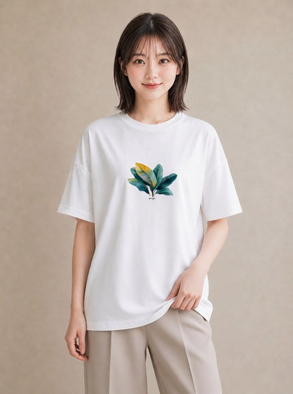 半袖Tシャツ レディース ボタニカル 植物 イラスト 可愛い お揃い 親子 白T YMAZO