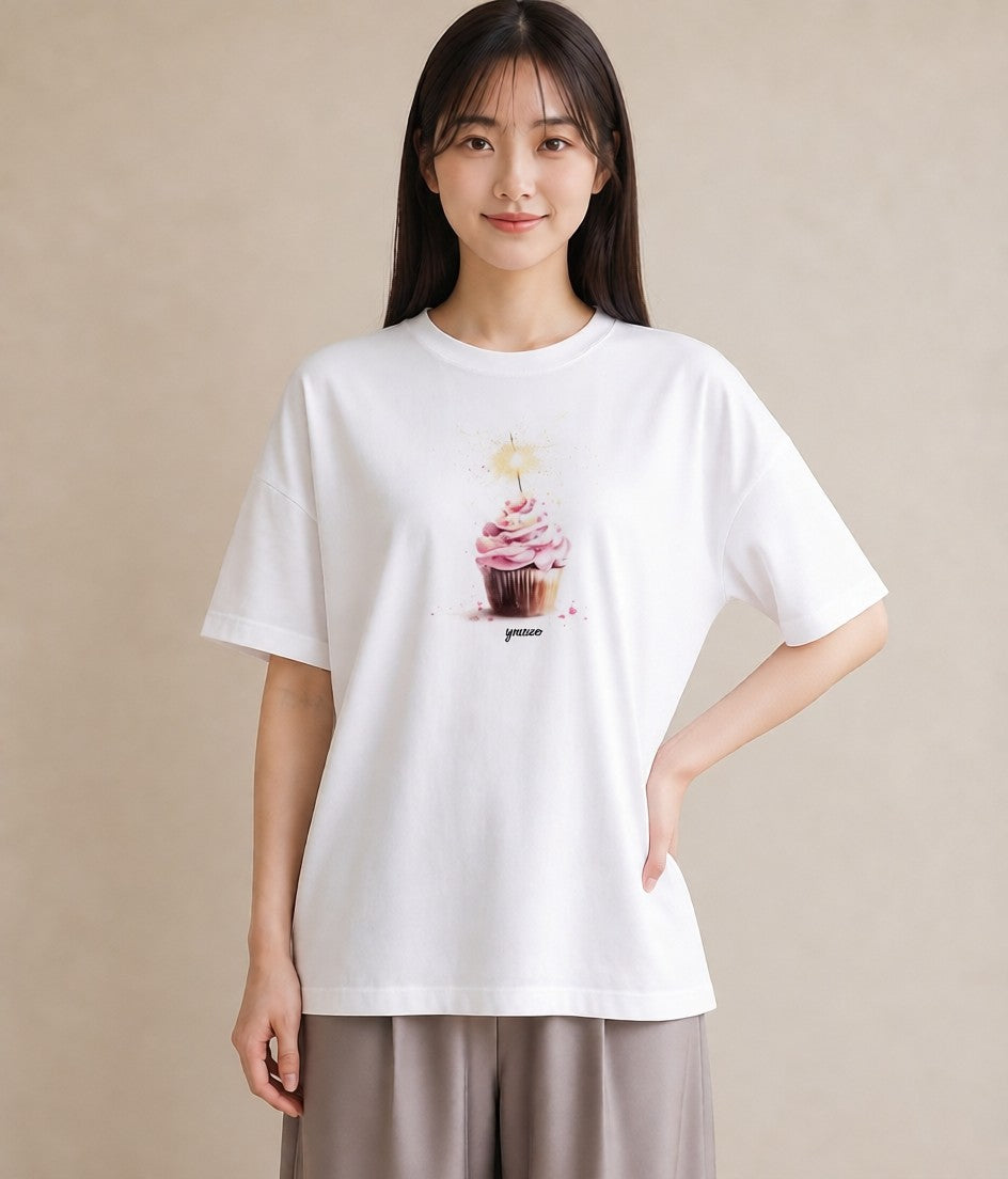 デザインTシャツ レディース マフィン 食べ物 フード イラスト カフェコーデ 女性向けギフト 散歩 白T YMAZO