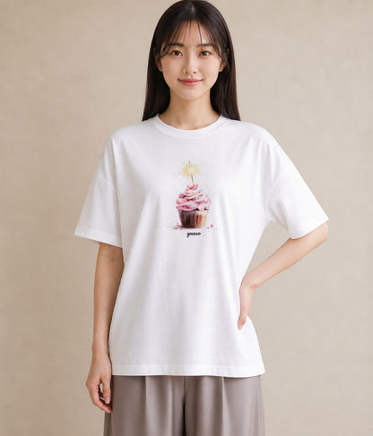 デザインTシャツ レディース マフィン 食べ物 フード イラスト カフェコーデ 女性向けギフト 散歩 白T YMAZO