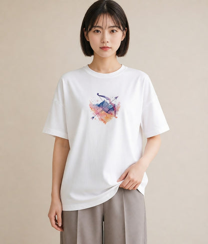 グラフィックTシャツ レディース 山羊座 星空 宇宙 イラスト ポップ お揃い 親子 白T YMAZO