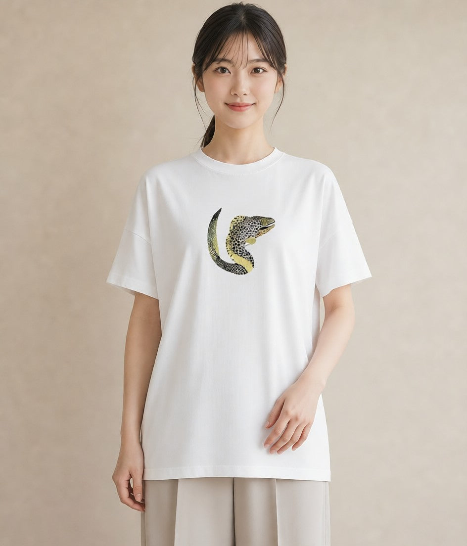 デザインTシャツ レディース チンアナゴ 海の生き物 海 イラスト ゆるかわ 綿100 デート 白T YMAZO