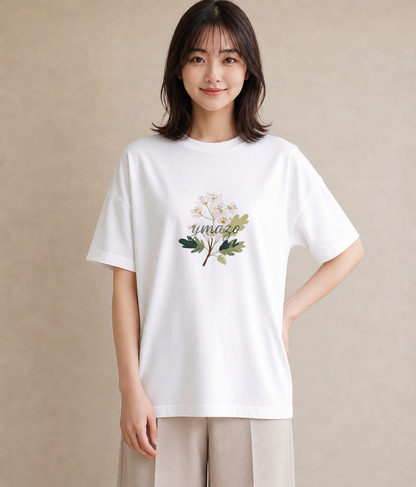プリントTシャツ レディース 金木犀 花 花柄 イラスト 個性的 送別ギフト 通勤 白T