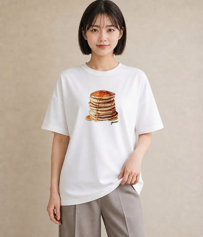 グラフィックTシャツ レディース 食パン 食べ物 フード イラスト ラフ 普段着 週末コーデ 白T YMAZO