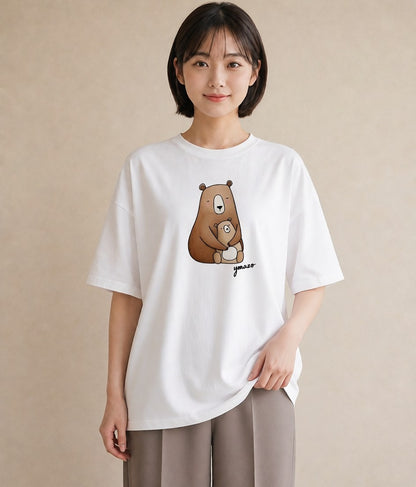 グラフィックTシャツ レディース くま クマ ベア 動物 アニマル イラスト きれいめ 敬老の日 ホワイトデー 白T YMAZO