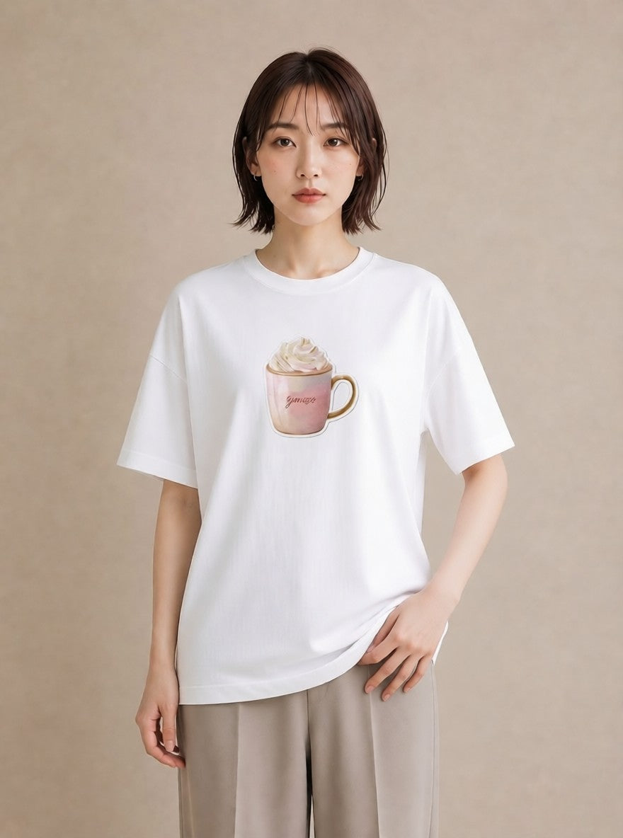 Tシャツ レディース 抹茶 食べ物 フード イラスト レトロ 秋コーデ おしゃれギフト 白T YMAZO