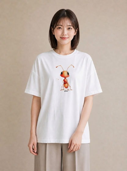 半袖Tシャツ レディース てんとう虫 昆虫 虫 イラスト ガーリー カフェ服 クリスマス 白T YMAZO