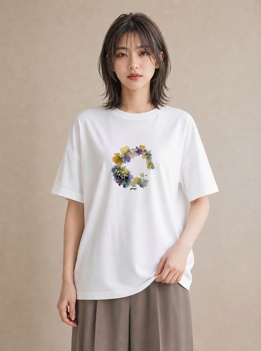 グラフィックTシャツ レディース 実り 植物 ボタニカル イラスト モード ギフト 母の日 白T YMAZO